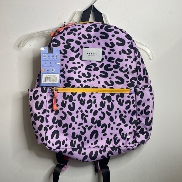 STATE Bags Kids' Reflective Kane Backpack purple black animal print NWT SOLD OUT - Picture 2 of 9